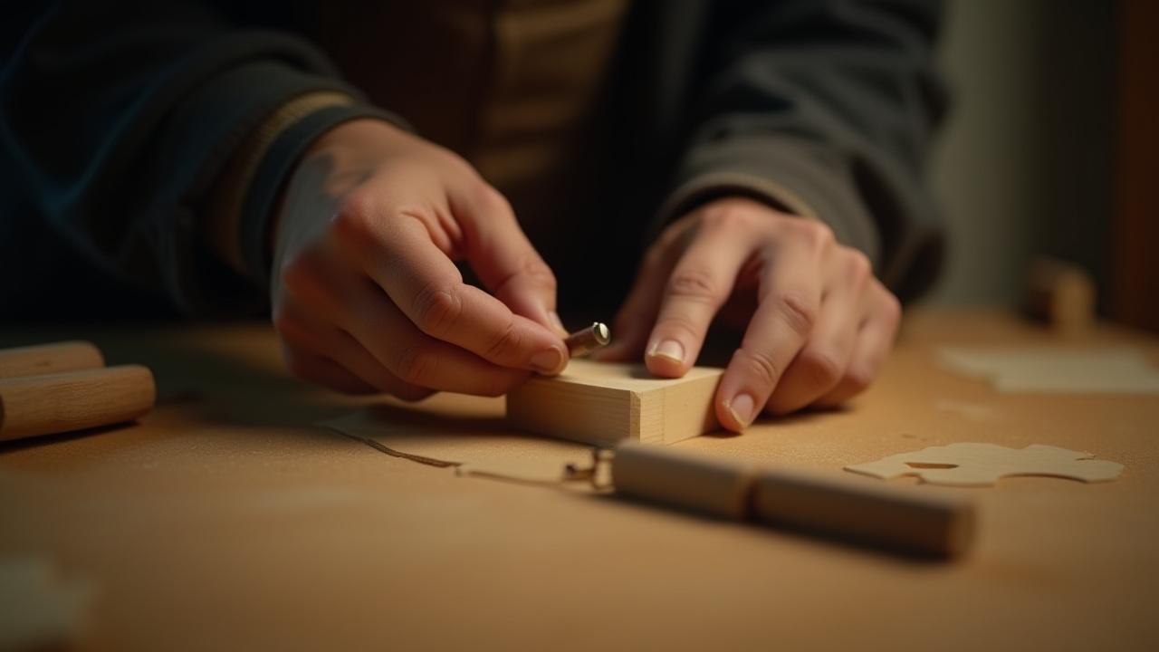 楽器を製作する職人の手元