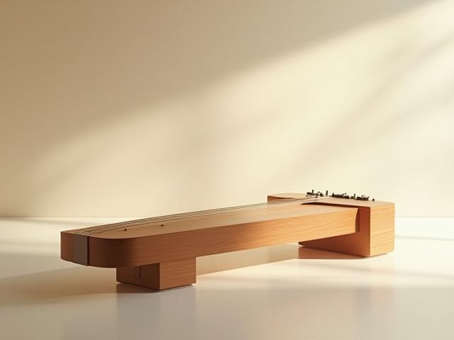 現代的なデザインが施された琴の全体像