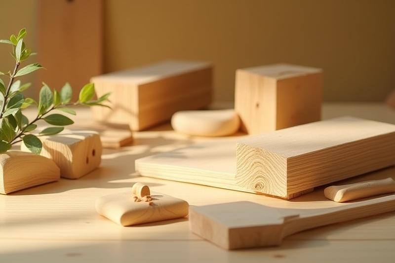 FSC認証の木材と琴の部品