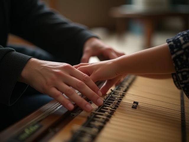 講師が手を取り指導する様子