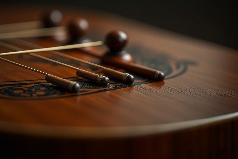 伝統的な三味線の精緻な細工